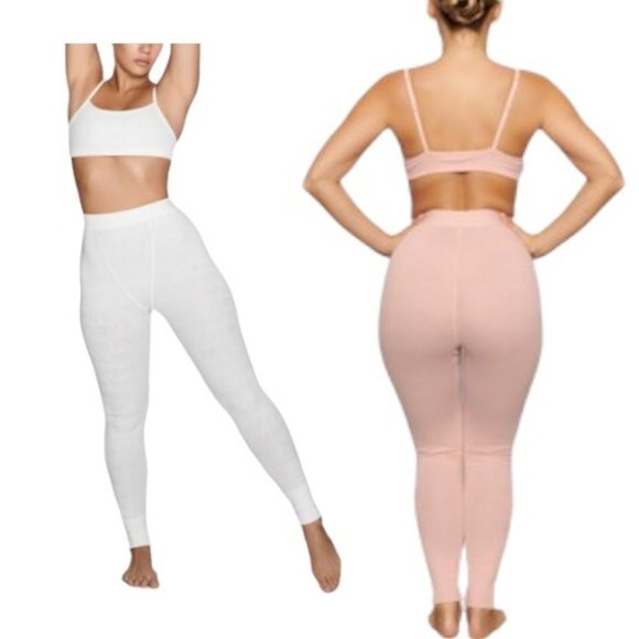 SKIMS Pants - SKIMS Bundle 2 Logo Pointelle Leggings Bone Quartz Women’s 2X
